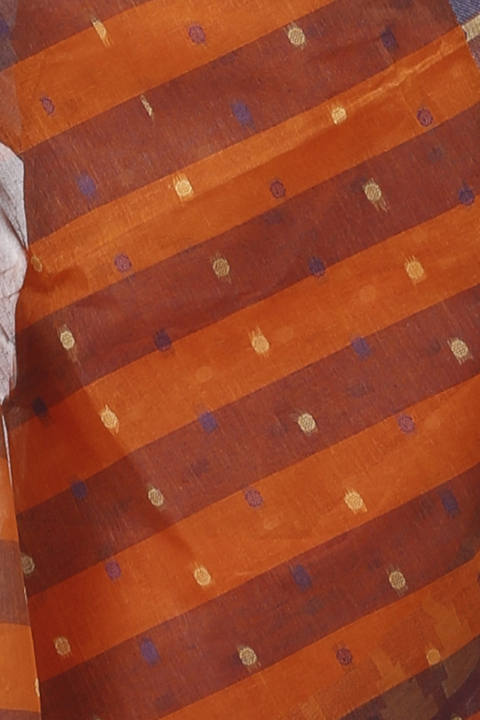 Orange Pure Cotton Jamuna Tant Saree (1311)